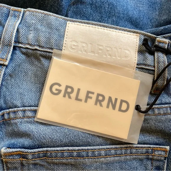 GRLFRND Sara jeans Super High Rise Slim Straight Rambla blue Revolve 25 new - Picture 13 of 15